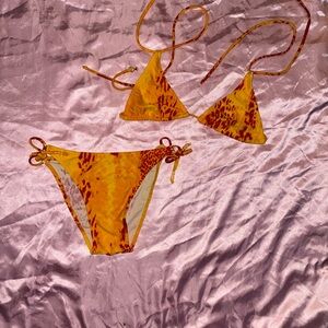 Vibrant Orange Leopard Print Bikini Set